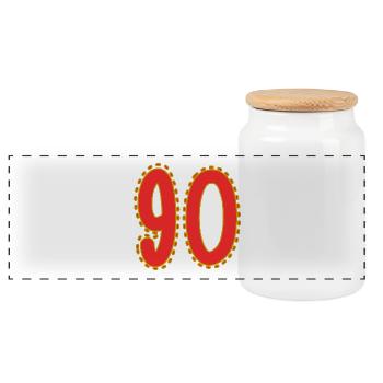 90. 90 JAHRE. 90. JAHRESTAG. 90-JÄHRIGES JUBILÄUM. - Panorama Keksdose mit Holzdeckel - Weiß - Vorne