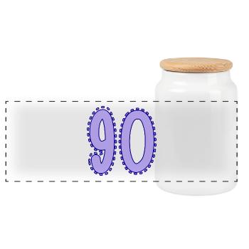 90. 90 JAHRE. 90. JAHRESTAG. 90-JÄHRIGES JUBILÄUM. - Panorama Keksdose mit Holzdeckel - Weiß - Vorne