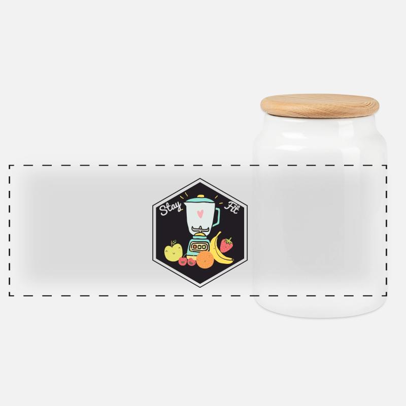 Restez en forme - Boîte à biscuits avec couvercle en bois - blanc