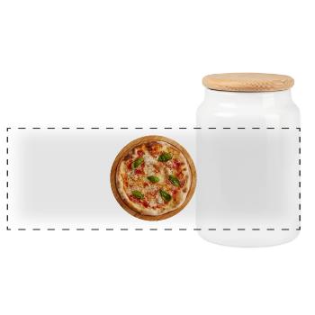 pizza margherita pizzeria food food - Panoramic Cookie Jar with Wooden Lid - white - Front