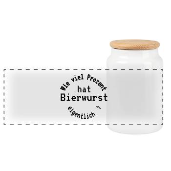 Bierwurst - Panorama Keksdose mit Holzdeckel - Weiß - Vorne