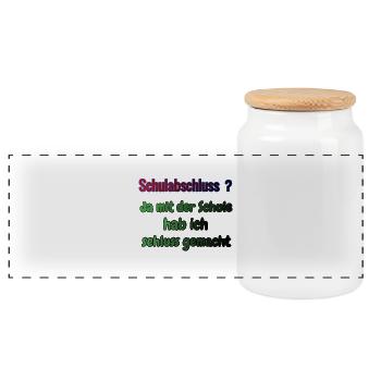Schulabschluss ? - Panorama Keksdose mit Holzdeckel - Weiß - Vorne