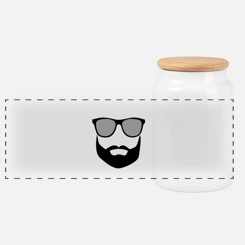 Man mit sonnenbrille - Panorama Keksdose mit Holzdeckel - Weiß