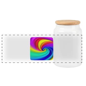 Regenbogenwirbel Farbenspiel - Panorama Keksdose mit Holzdeckel - Weiß - Vorne