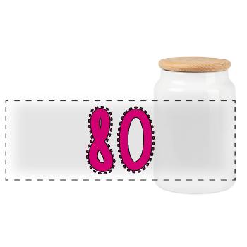 80. 80 ANS. 80e ANNIVERSAIRE. ANNIVERSAIRE 80 ANS. - Boîte à biscuits avec couvercle en bois - blanc - Devant