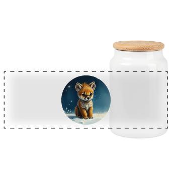 Kleiner Fuchs unter den Sternen - Panorama Keksdose mit Holzdeckel - Weiß - Vorne