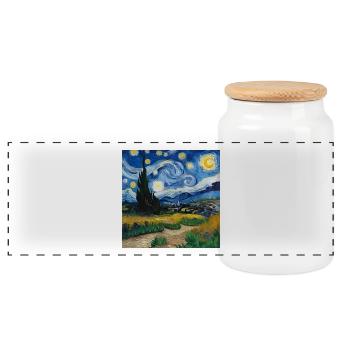 Paysage impressionniste / Impressionist landscape - Boîte à biscuits avec couvercle en bois - blanc - Devant