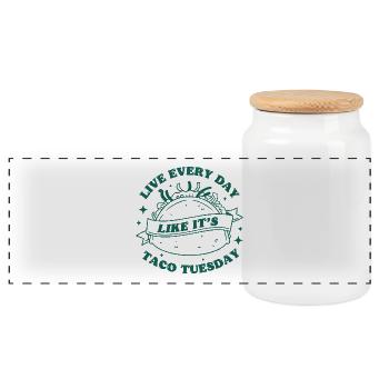 Every Day is Taco Tuesday - Panoramic Cookie Jar with Wooden Lid - white - Front