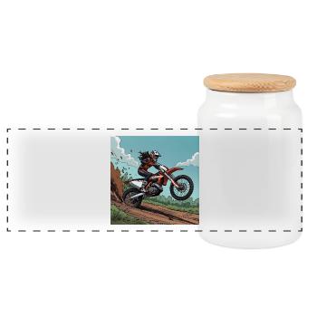 Piste d’adrénaline de motocross - Boîte à biscuits avec couvercle en bois - blanc - Devant