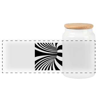 Monochrome Spiral Flux - Panoramic Cookie Jar with Wooden Lid - white - Front
