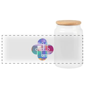 Croix de Nuage en Mosaïque - Boîte à biscuits avec couvercle en bois - blanc - Devant