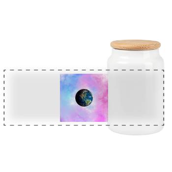 Globe terrestre dans une nébuleuse pastel - Boîte à biscuits avec couvercle en bois - blanc - Devant