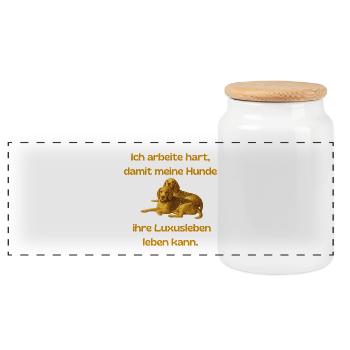 Luxusleben Hundehalter - Panorama Keksdose mit Holzdeckel - Weiß - Vorne