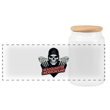 Gangster Skull - Panoramic Cookie Jar with Wooden Lid - white - Front