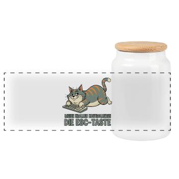 Mes griffes contrôlent la touche ESC - Boîte à biscuits avec couvercle en bois - blanc - Devant