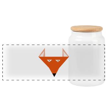 Geometrischer Fuchs Kopf - Panorama Keksdose mit Holzdeckel - Weiß - Vorne