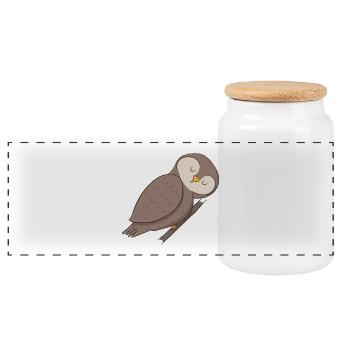 Owl Eagle owl - Panoramic Cookie Jar with Wooden Lid - white - Front