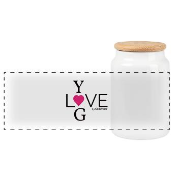 YogLove Geschenk - Panorama Keksdose mit Holzdeckel - Weiß - Vorne