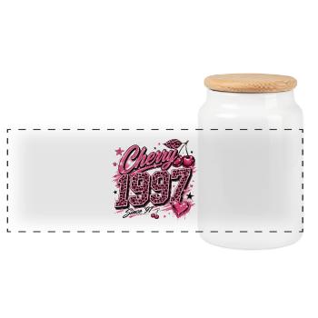 Cherry 1997 Leopard Glam - Boîte à biscuits avec couvercle en bois - blanc - Devant