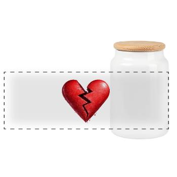 cœur brisé - Boîte à biscuits avec couvercle en bois - blanc - Devant