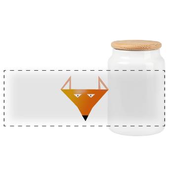 Geometrischer Fuchskopf Print - Panorama Keksdose mit Holzdeckel - Weiß - Vorne