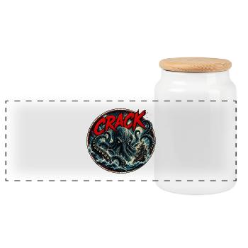 The crack of the seas - Panoramic Cookie Jar with Wooden Lid - white - Front
