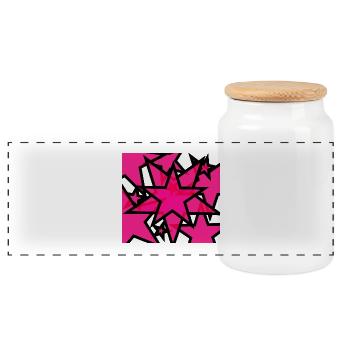 Kaleidoskopische Sternenexplosion Pink - Panorama Keksdose mit Holzdeckel - Weiß - Vorne