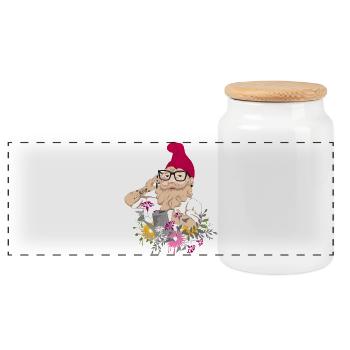 Garden Hipster - Panoramic Cookie Jar with Wooden Lid - white - Front