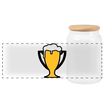 Weltmeister Bier Pokal - Panorama Keksdose mit Holzdeckel - Weiß - Vorne