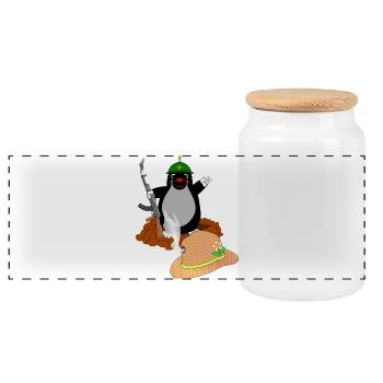 Battle Mole - Panoramic Cookie Jar with Wooden Lid - white - Front