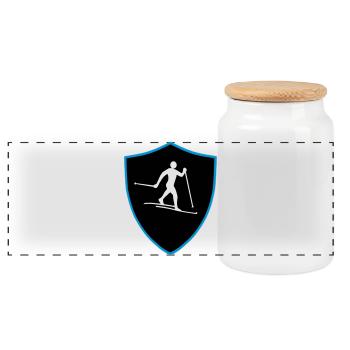 Langlauf Schild - Panorama Keksdose mit Holzdeckel - Weiß - Vorne