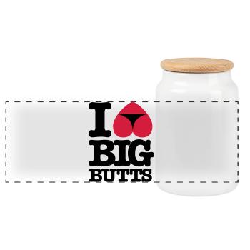 I_love_big_butts - Panorama Keksdose mit Holzdeckel - Weiß - Vorne