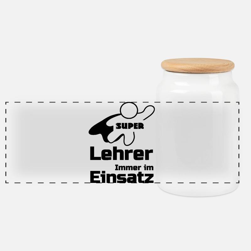 Super Lehrer Geschenk - Panorama Keksdose mit Holzdeckel - Weiß