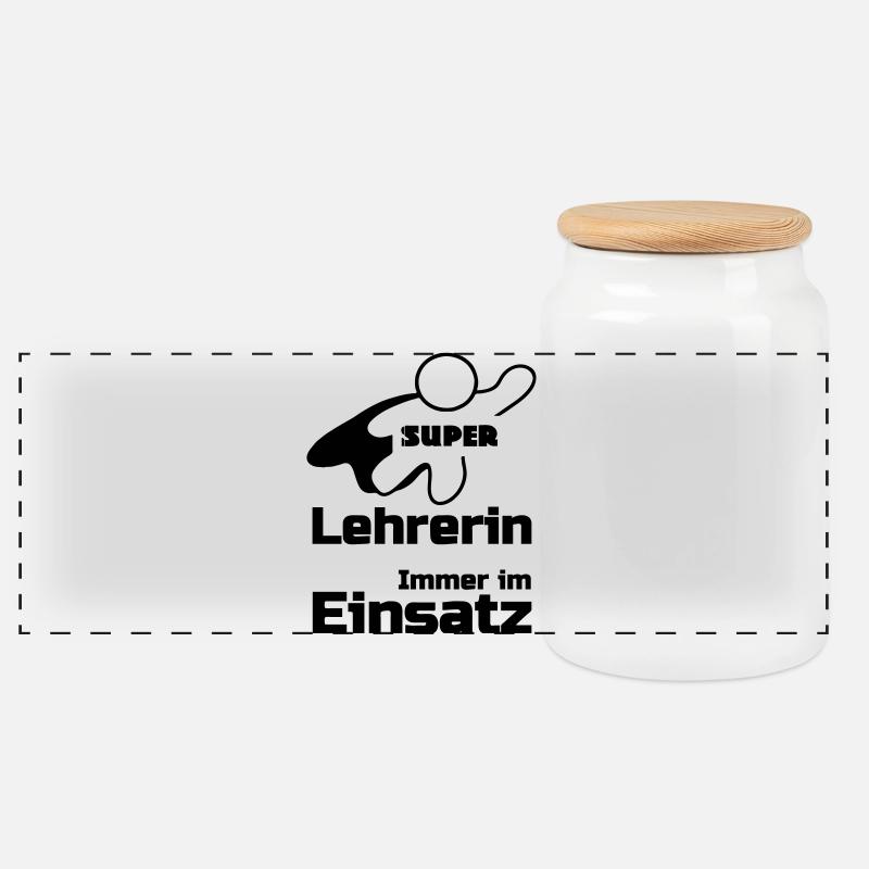 Super Lehrerin Geschenk - Panorama Keksdose mit Holzdeckel - Weiß