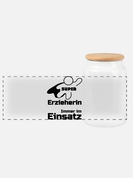 Super Erzieherin Geschenk - Panorama Keksdose mit Holzdeckel - Weiß