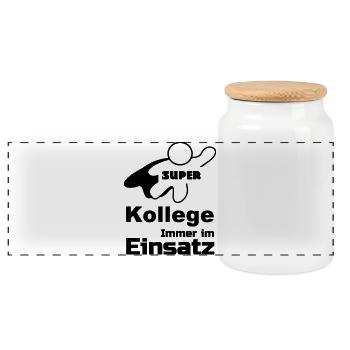Super Kollege Geschenk - Panorama Keksdose mit Holzdeckel - Weiß - Vorne