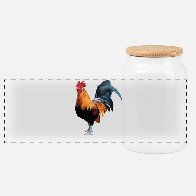 Huhn - Panorama Keksdose mit Holzdeckel - Weiß