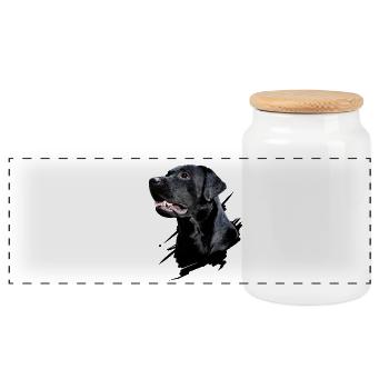 Labrador - Panoramic Cookie Jar with Wooden Lid - white - Front
