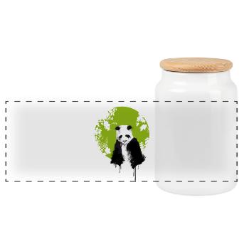 panda welt erde umwelt traurig save klima demo LOL - Panorama Keksdose mit Holzdeckel - Weiß - Vorne