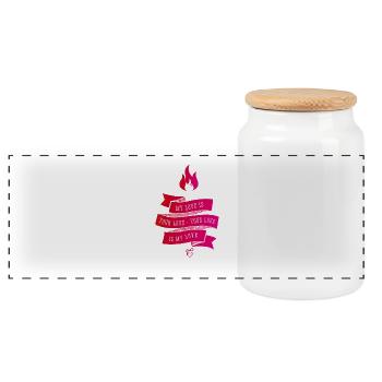 My Love is your Love band love pink Vintage Fire - Panoramic Cookie Jar with Wooden Lid - white - Front