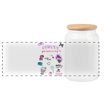 Pretty Doodles: Colorful children's motifs lolli Kita Girl - Panoramic Cookie Jar with Wooden Lid - white - Front