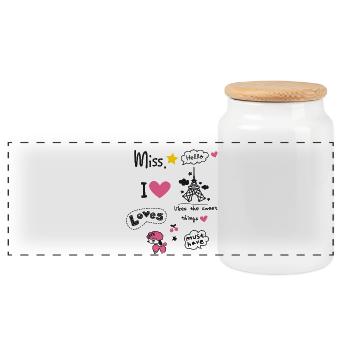 paris Petite Fille Miss Rose Coeur Teen Girl Caniche - Boîte à biscuits avec couvercle en bois - blanc - Devant