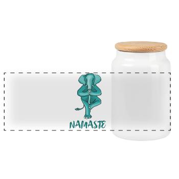 éléphant namaste yoga arbre méditation ganesha ohm y - Boîte à biscuits avec couvercle en bois - blanc - Devant