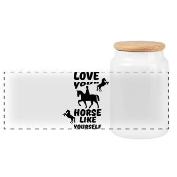 Love your horse like yourself Pferd Geschenk - Panorama Keksdose mit Holzdeckel - Weiß - Vorne