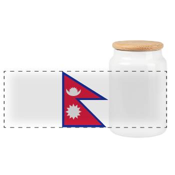 Flag of Nepal - Panoramic Cookie Jar with Wooden Lid - white - Front