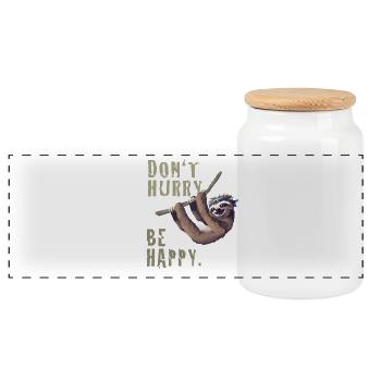 Faultier chillen sleep Slow happy Humor fun Nerd - Panorama Keksdose mit Holzdeckel - Weiß - Vorne