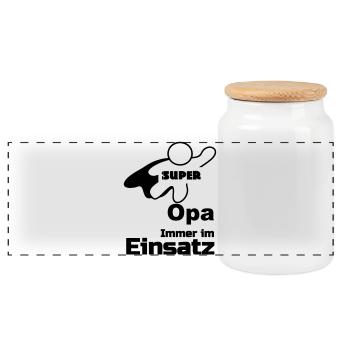 Super Opa Geschenk - Panorama Keksdose mit Holzdeckel - Weiß - Vorne