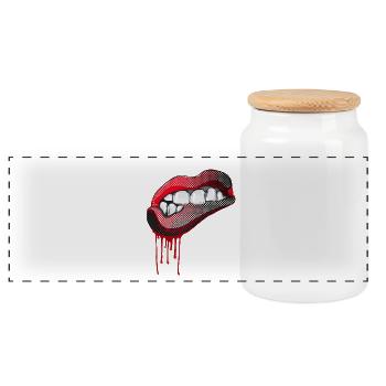 mund lippen pop zähne rock comic swag gang hipster - Panorama Keksdose mit Holzdeckel - Weiß - Vorne