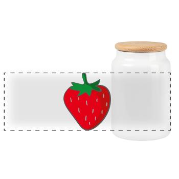 Fraise - Boîte à biscuits avec couvercle en bois - blanc - Devant