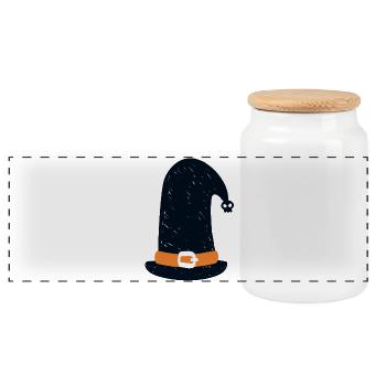 chapeau de sorcière - Boîte à biscuits avec couvercle en bois - blanc - Devant